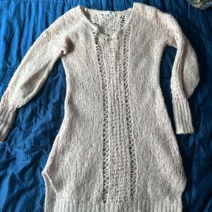 BOHO Cream Knit Sweater Dress